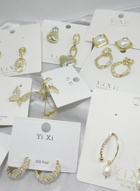 三件包邮！大厂尾货镀真金花朵蝴蝶结爱心耳钉几何流苏耳环501003