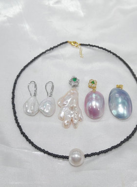 女天然巴洛克马贝珠吊坠项坠个性