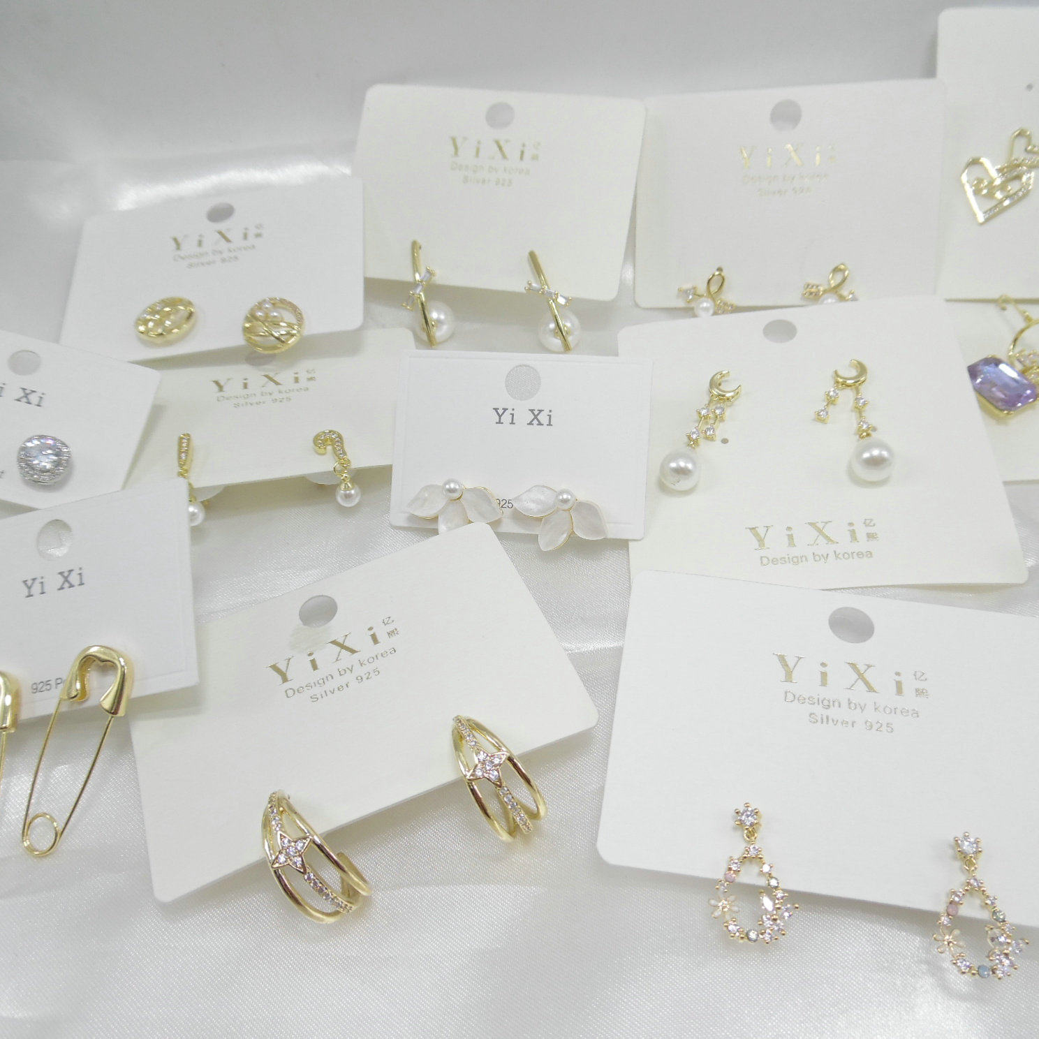 大厂尾货镀真金花朵蝴蝶结爱心耳钉几何流苏耳环506003