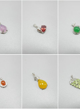 不含链银挂件天然石十字架吊坠