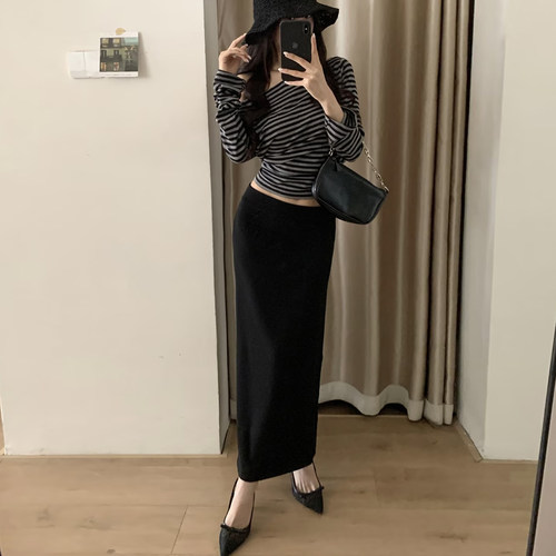 低腰修身包臀鱼尾裙长款半身裙女