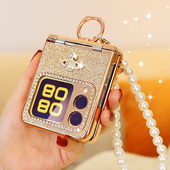 S保护壳斜挎防摔女款 镶钻金色铰链全包适用华为novaflipS手机壳小折叠屏nova flip 挂绳高档novaflip指环支架