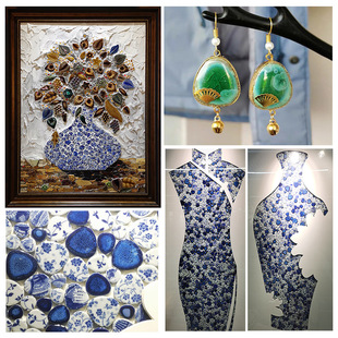 1公斤DIY陶瓷马赛克碎片异形青花瓷片手工材料拼贴小瓷砖创意玩具