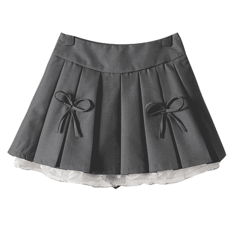 设计感百褶裙女灰色蕾丝花边拼接小众辣妹a字短裙2025新款半身裙