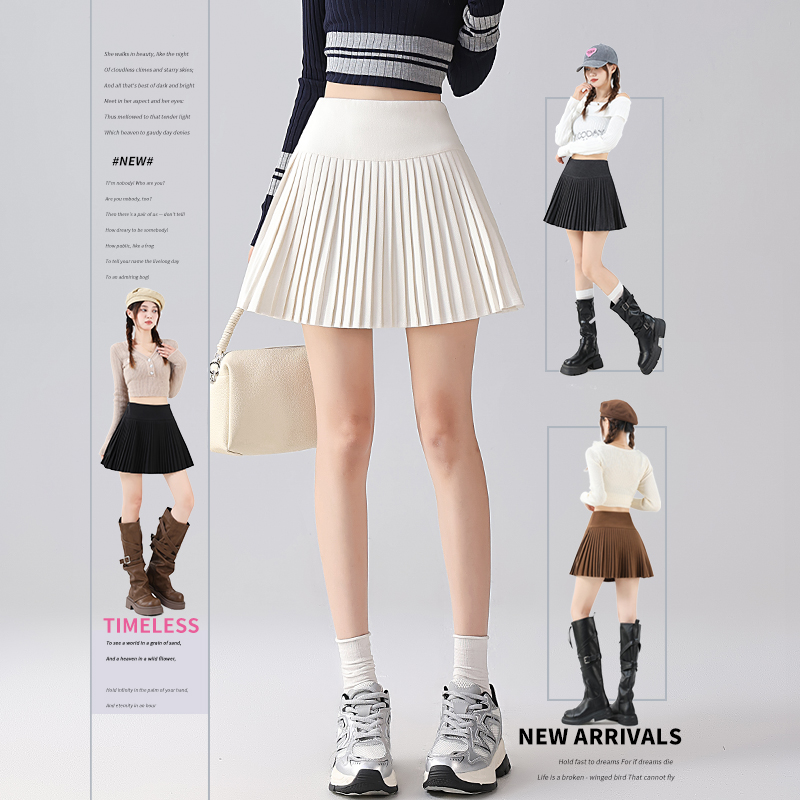 2025新款学院风白色jk短裙春夏季新款高腰显瘦a字百褶半身裙子女