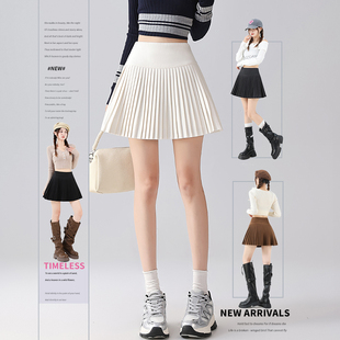 2026新款学院风白色jk短裙秋冬季新款高腰显瘦a字百褶半身裙子女