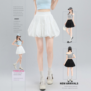 2026新款白色花苞裙女夏季短款小个子云朵泡泡蓬蓬短裙