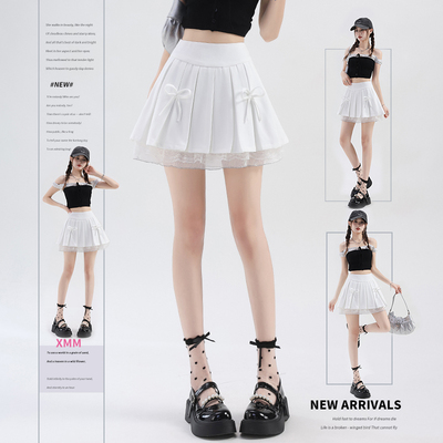 白色蕾丝拼接半身裙女2025新款