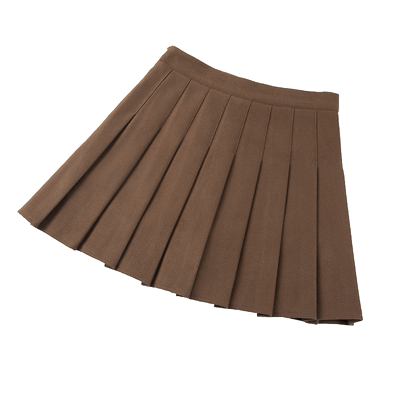 百褶裙秋冬2022新款棕色高腰毛呢