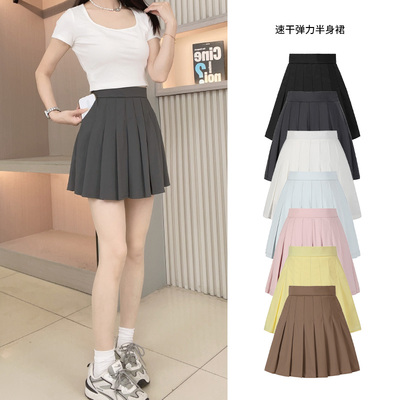 乡美媚2025新款法式时尚百搭百褶裙女夏季高腰显瘦小个子半身裙
