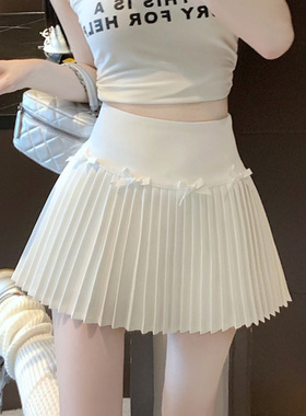 张元英同款白色百叶半身裙女夏季新款风琴百褶裙甜美高腰a字短裙