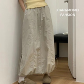 蓬蓬伞裙抽绳可调节户外A字花苞包臀半身裙 裙女夏季 美式 复古工装