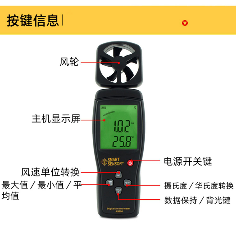 促销A字6测试S8计数向工业级传感器测量仪测风速仪0力风高精度风