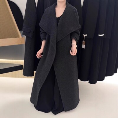 新款高级立领纽扣双面羊毛大衣