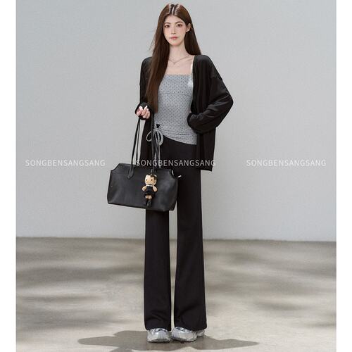 2026秋冬新款2026秋冬松本开衫波点吊带高腰裤三件套女秋季修身通