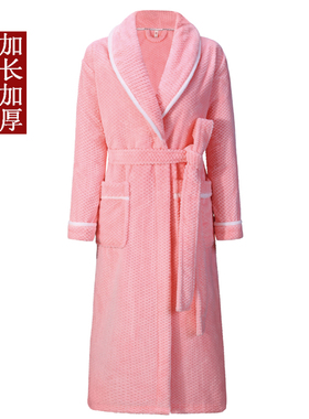 2023网红新款睡袍女冬季加绒加厚睡衣长款系带浴袍外皮法兰绒浴衣