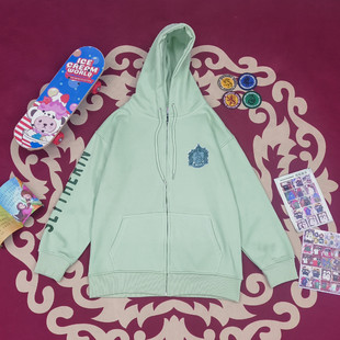 2025新款学院风斯莱特林薄荷绿卫衣女秋冬款宽松显瘦连帽外套周边