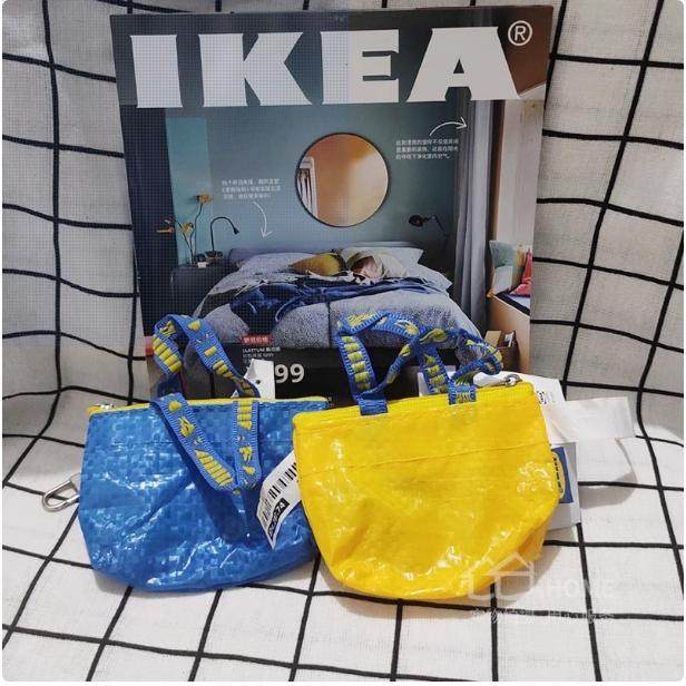 IKEA宜家 克诺里格零钱袋钥匙包小收纳袋蓝编织袋黄色零钱包