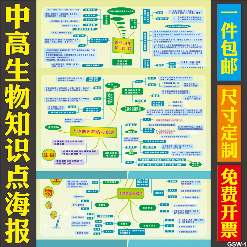 高中生物知识思维图海报