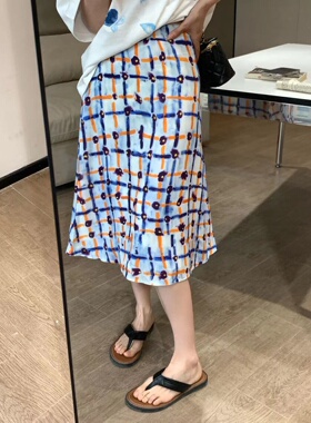 2024年夏季新款明星白鹿同款意式雪纺半身裙 度假款女士裙子A字裙