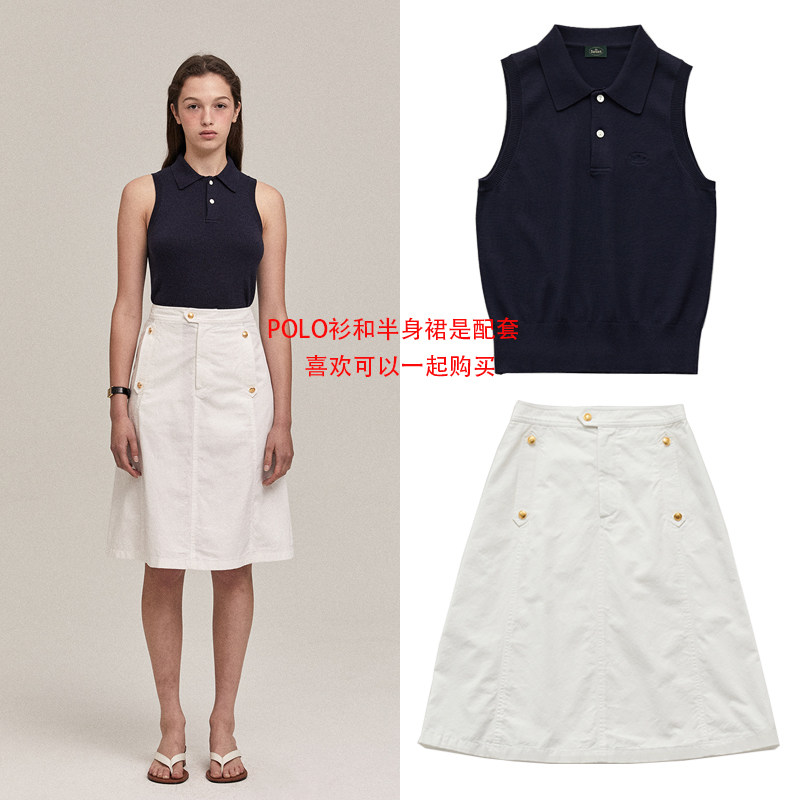 THE BARNNET KNIT SHORT SLEEVE WOMENS 24SS SUMMER NEW KOREAN VERSION SLIM SLIM LAPEL SLEEVELESS POLO SHIRT