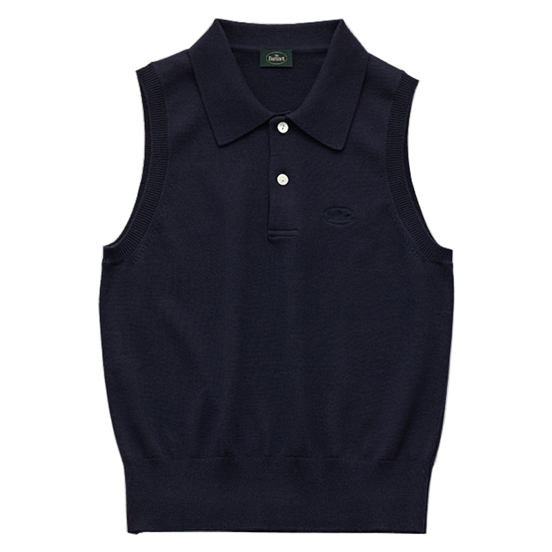 THE BARNNET KNIT SHORT SLEEVE WOMENS 24SS SUMMER NEW KOREAN VERSION SLIM SLIM LAPEL SLEEVELESS POLO SHIRT