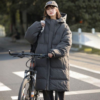 长款棉服棉袄情侣款冬季棉衣外套青少年纯色连帽面包服保暖加厚潮