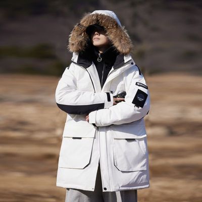 加厚极寒白鸭绒羽绒服男女中长款2024冬季新款情侣装毛领保暖外套