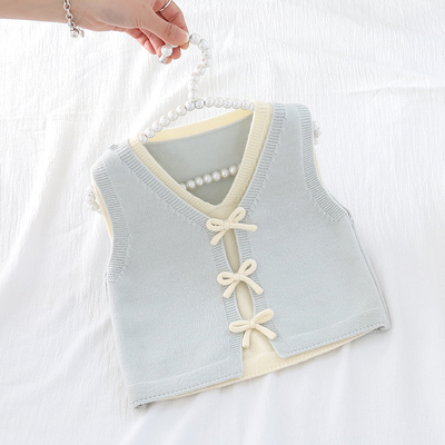 女童针织马甲2025春秋装儿童内穿新款毛线背心中小童毛衣坎肩薄款