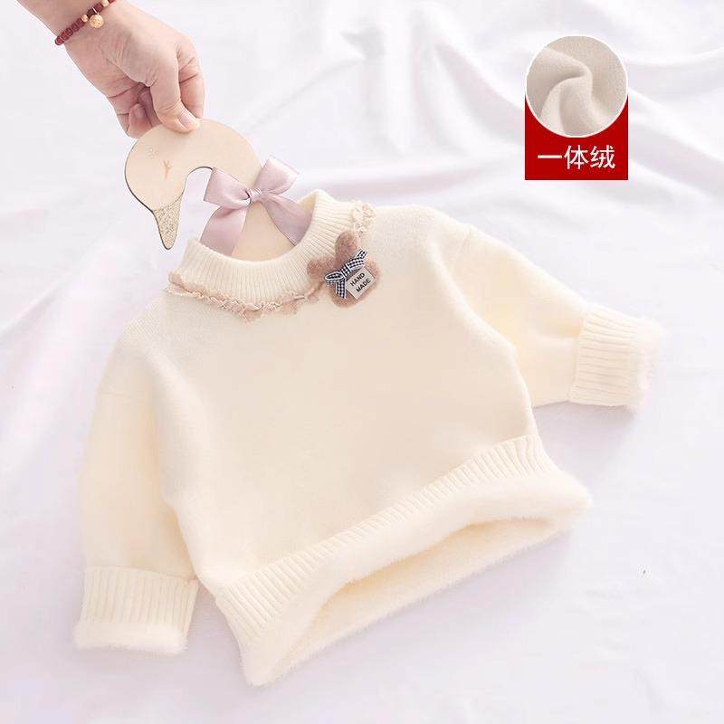 女童加绒毛衣针织衫冬装新款