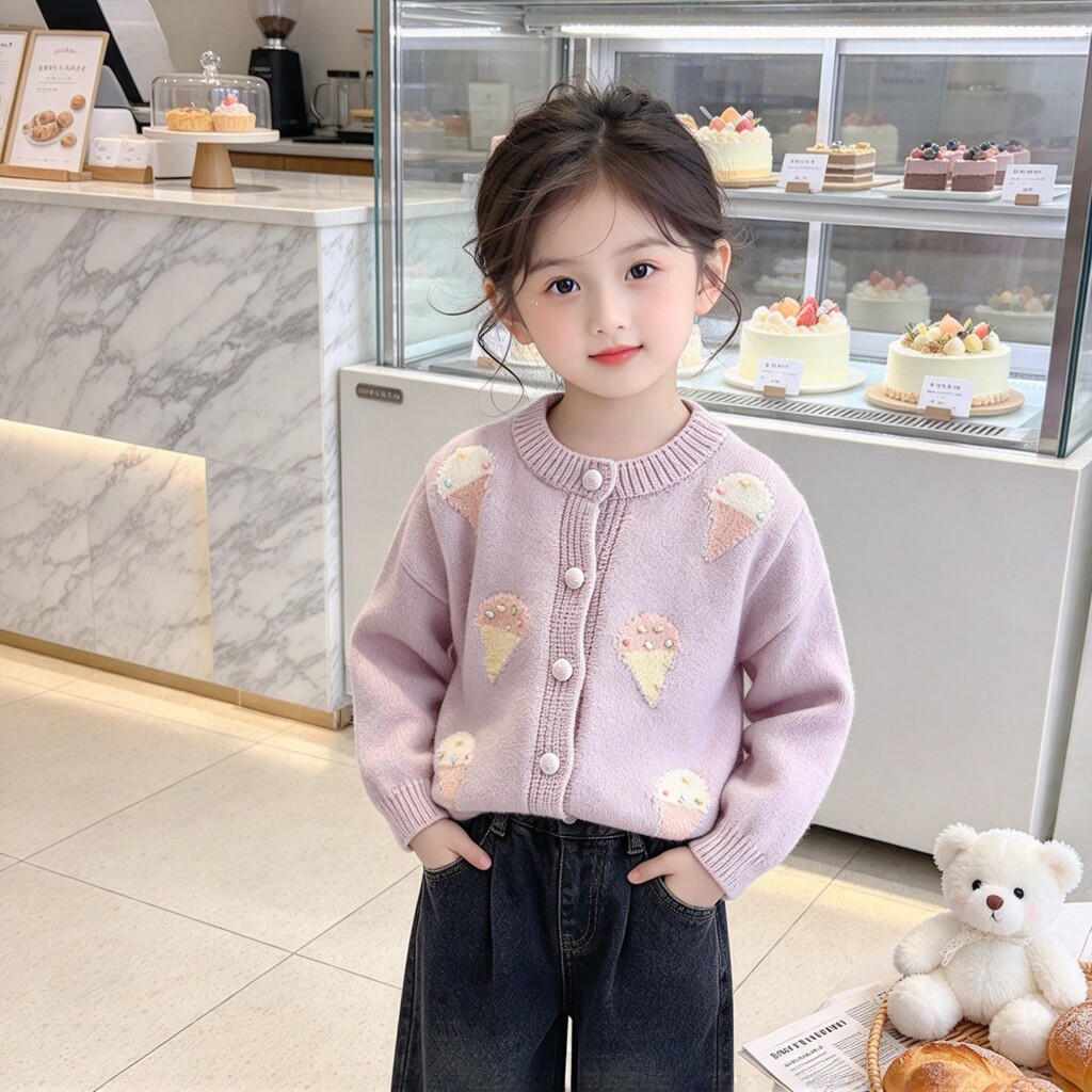 春秋季女童针织衫毛衣2026新款儿童甜美女宝宝开衫时髦毛线衣外套
