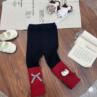 韩系童装针织袜2025冬装女童堆堆袜长裤毛线裤女宝宝一体绒打底裤