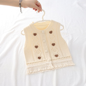 婴幼儿毛衣坎肩外穿开衫 新款 镂空流苏马甲背心2025秋季 女童针织衫