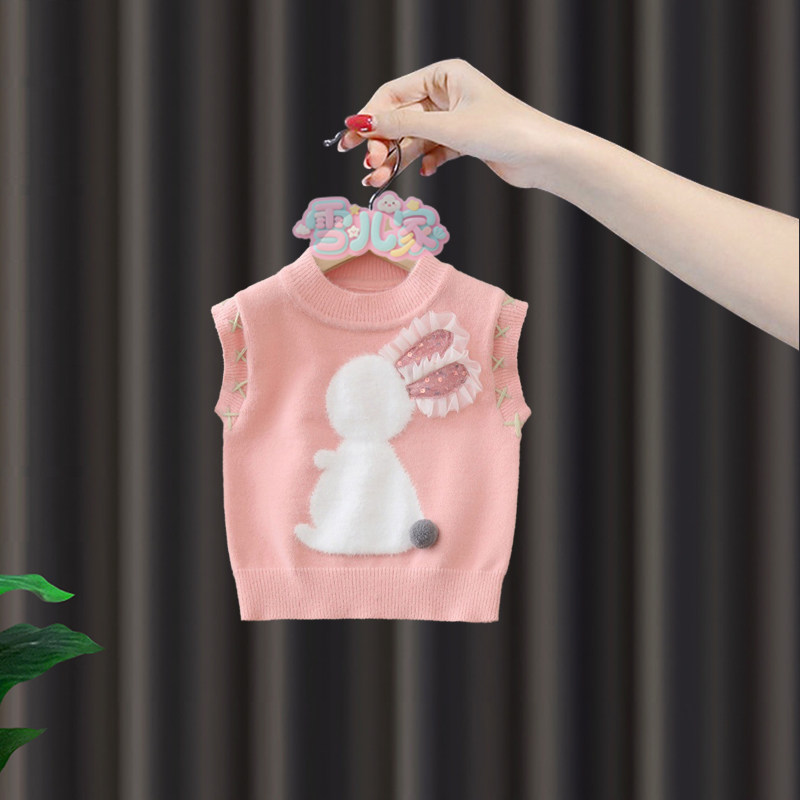 女童针织衫马甲背心秋冬女宝宝婴儿童毛衣2025新款毛线衣坎肩套装
