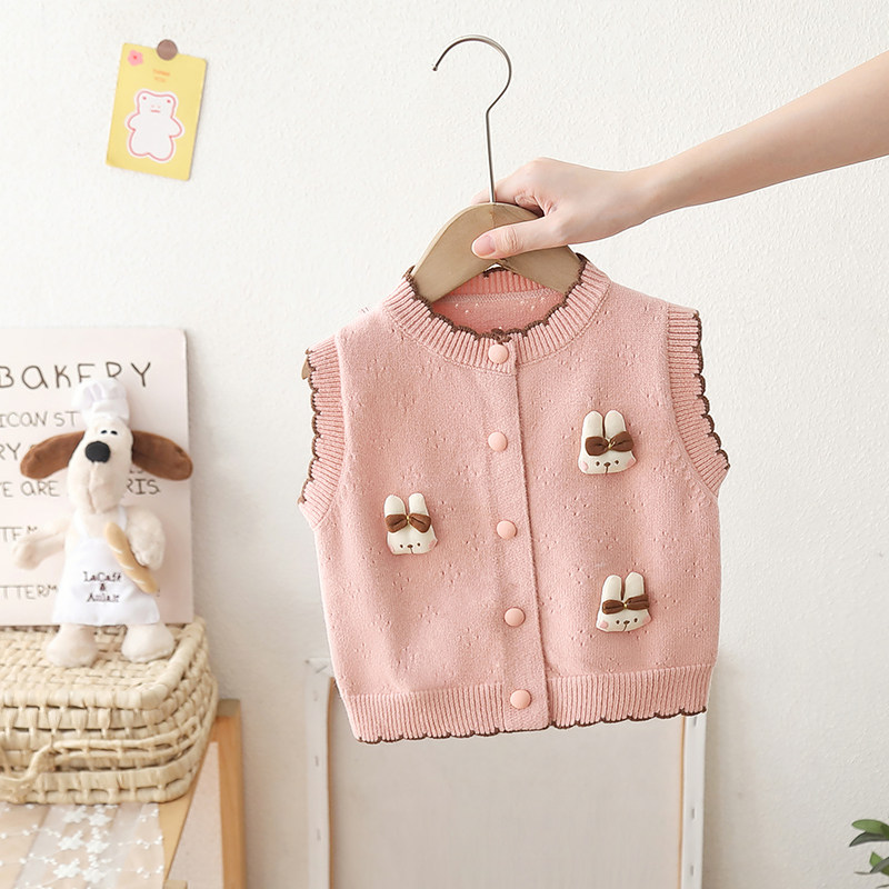 女童针织衫马甲背心春秋装新款洋气儿童女宝宝外穿坎肩婴幼儿童装