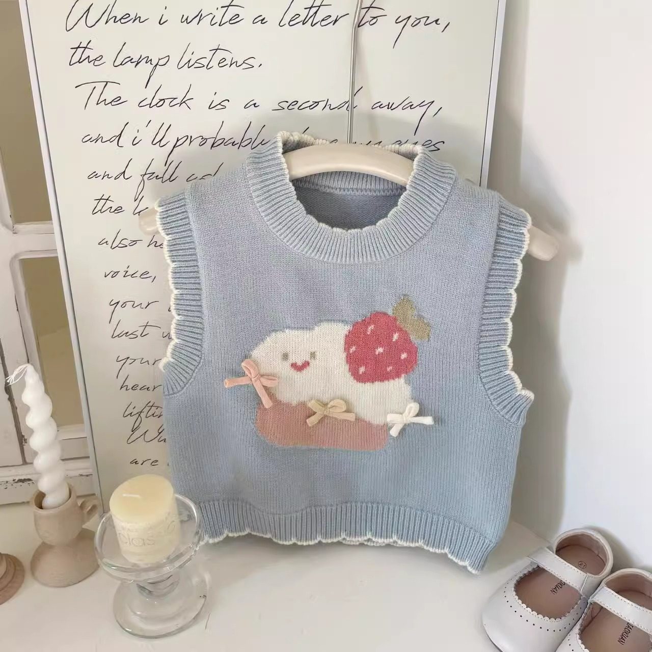 女童针织毛衣马甲春装卡通套头儿童马夹洋气宝宝背心女孩坎肩上衣
