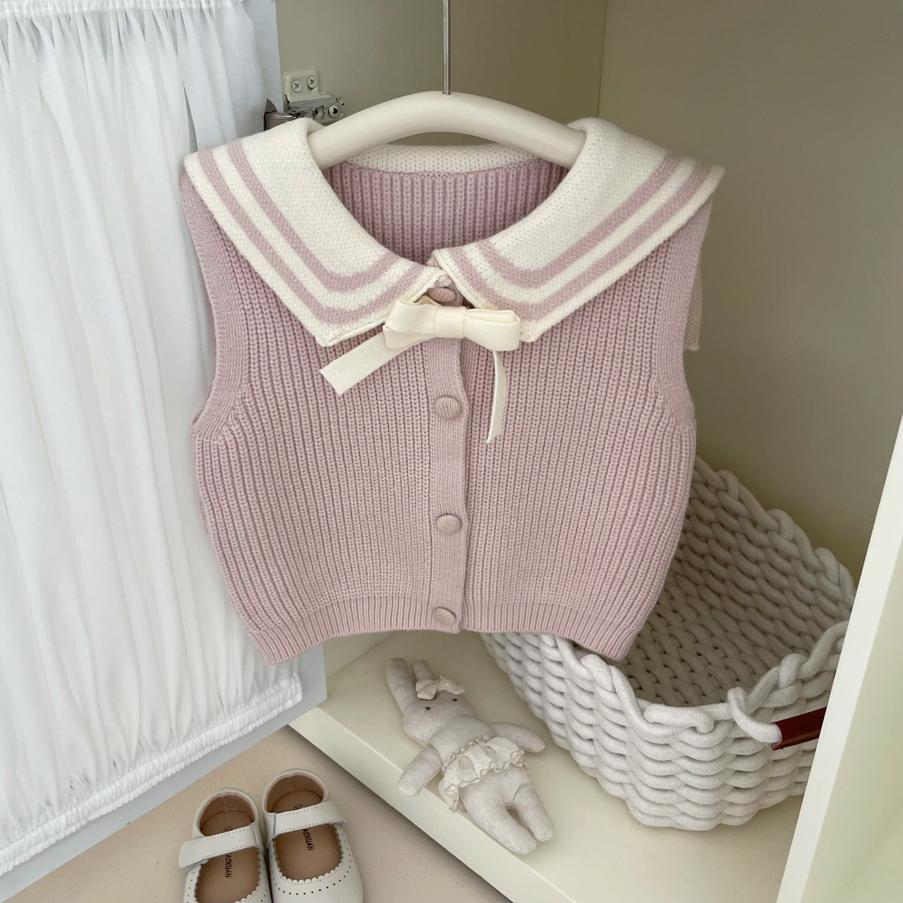 女童学院风针织马甲2025秋装洋气儿童马夹1234岁宝宝背心外穿坎肩