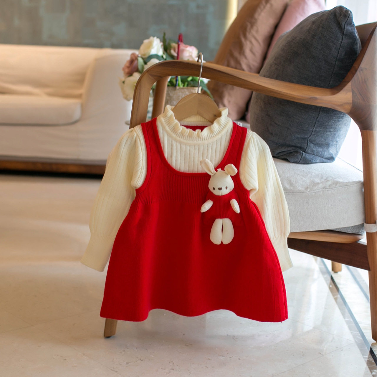 女童针织衫连衣裙秋冬装网红卡通女宝宝洋气儿童2025新款毛衣裙子