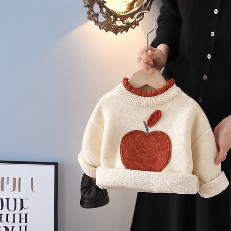 女童加绒毛衣冬季2025新款儿童一体绒针织衫加厚女宝宝打底衫线衣