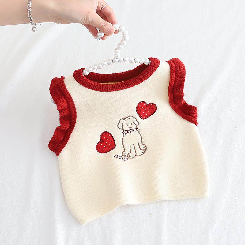 儿童针织衫背心女童坎肩婴幼儿春装新款女宝宝毛衣马甲洋气打底衫