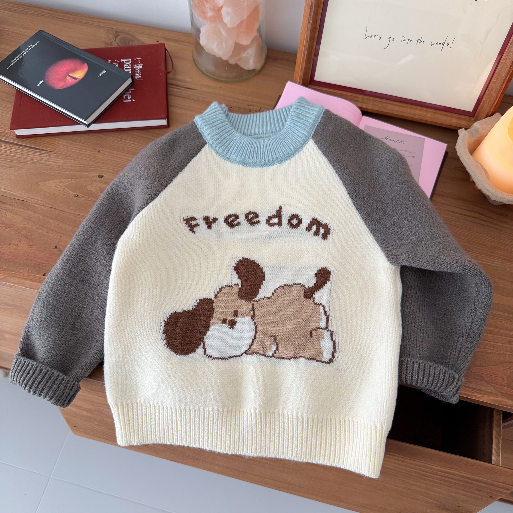 男童针织衫毛衣秋冬加绒加厚男宝宝卡通德绒毛线衣儿童内搭打底衫