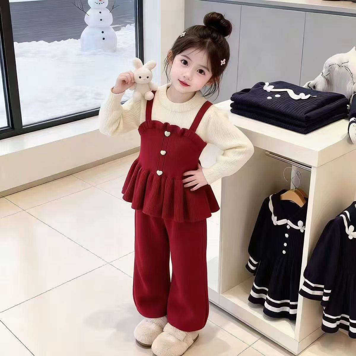 女童毛衣套装秋冬季新款针织衫