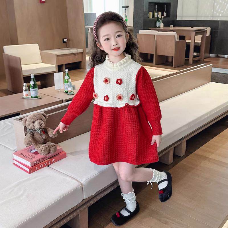 女童连衣裙洋气针织衫2025新款女宝甜美公主裙穿搭周岁儿童秋冬裙