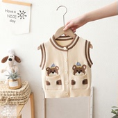 卡通外穿口袋宝宝针织马甲背心 秋装 123456岁男童毛衣开衫 2025新款
