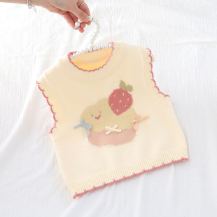 女童马甲背心毛衣2025春秋新款韩版儿童洋气针织衫女宝宝外穿马夹