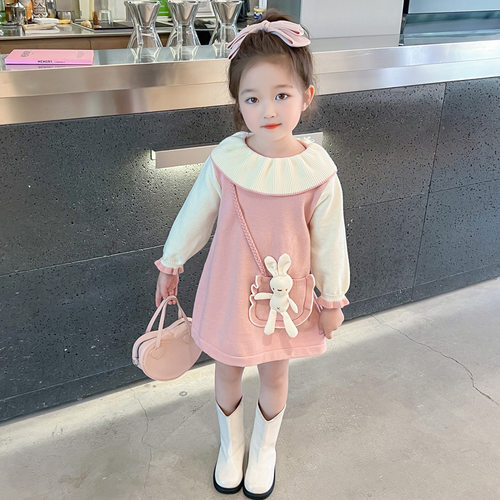 洋气毛衣长袖裙子儿童针织连衣裙