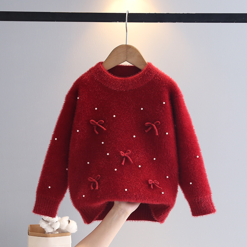 女童水貂绒毛衣宽松上衣