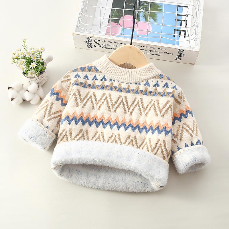 男童毛衣一体绒冬2024新款打底衫