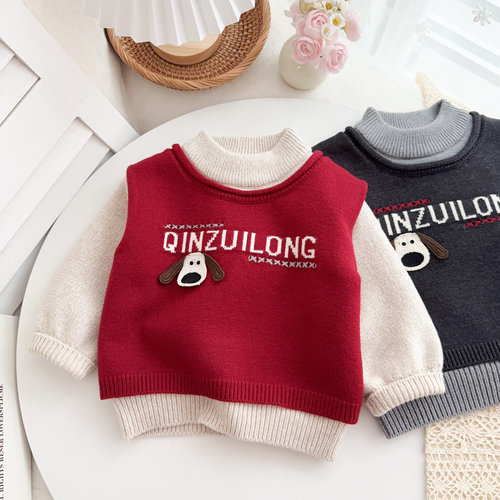 男童加绒加厚针织衫2025秋冬季