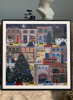 galison圣诞冬灯拼图相框定制任意尺寸画框装裱500 1000片70*50